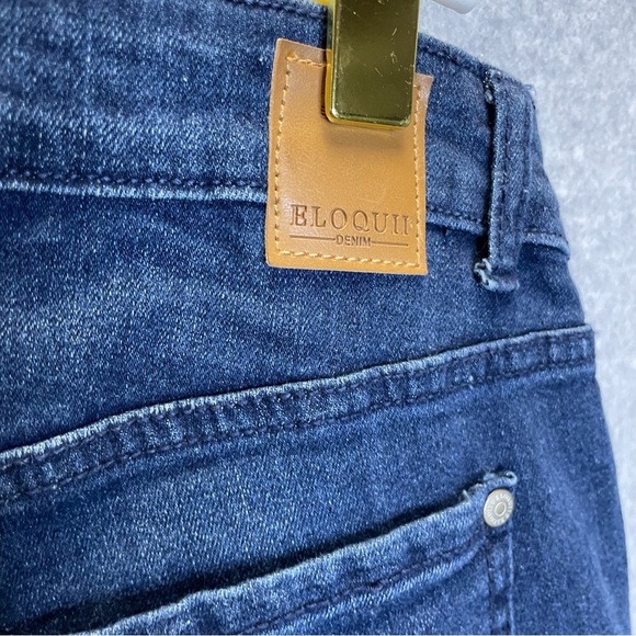 Eloquii “One of a Kind” Embroidered Raw Hem High Rise Ankle Stretch Jeans - Picture 10 of 12